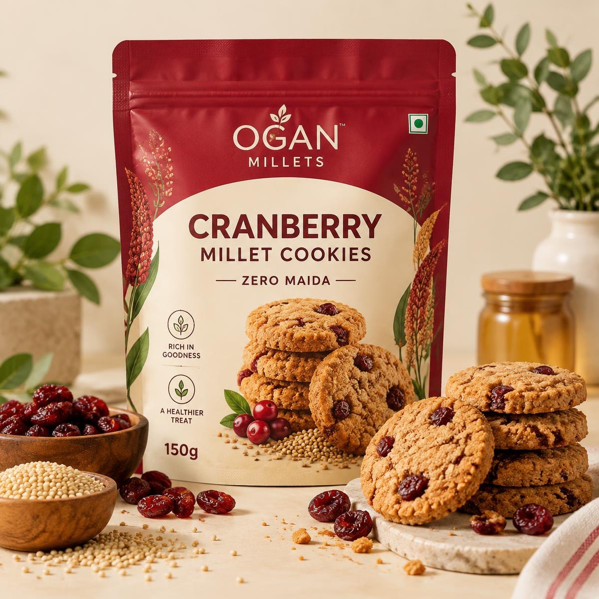 OGAN Cranberry Millet Cookies